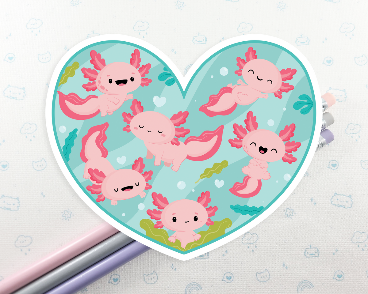 Heart Axolotl Sticker – FunUsualSuspects