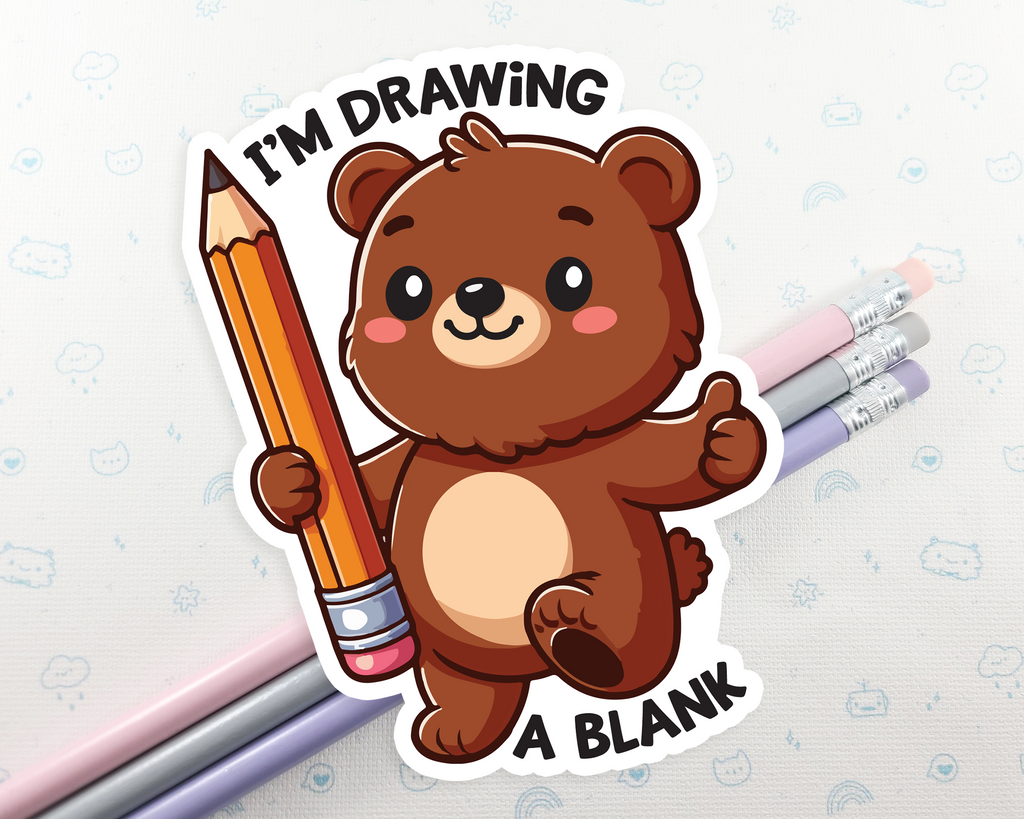 Bear Drawing A Blank Sticker