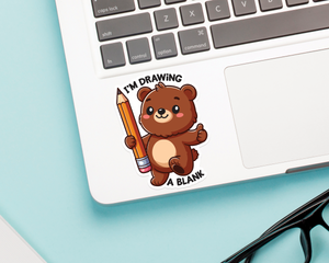 Bear Drawing A Blank Sticker