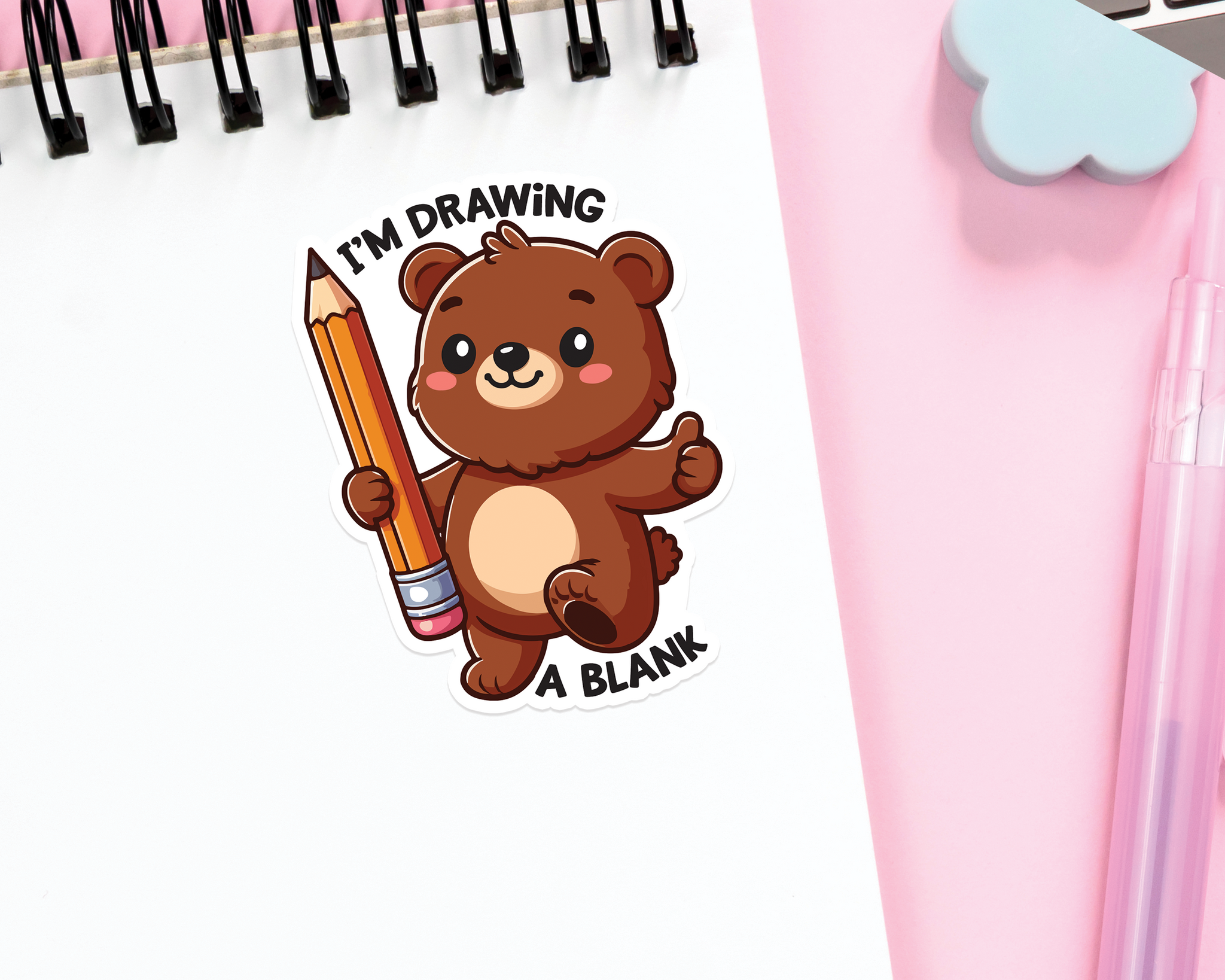 Bear Drawing A Blank Sticker