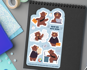 Bear At Work Sticker Sheet