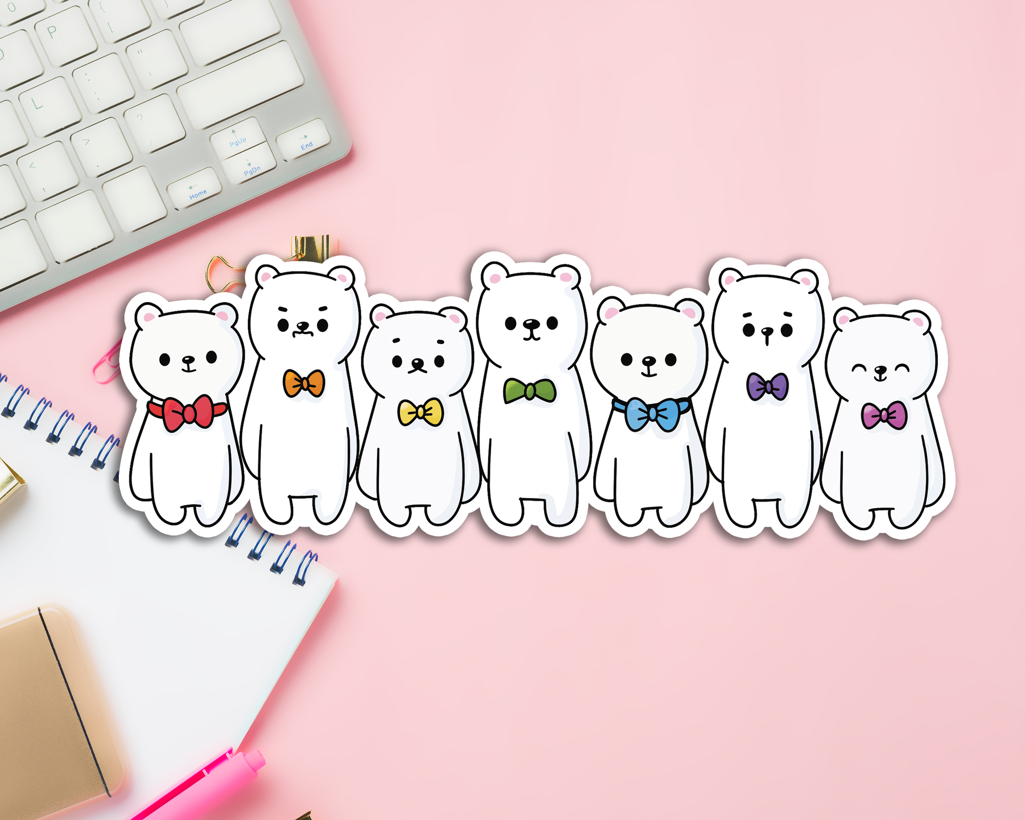 Bears In Bowties Long Sticker