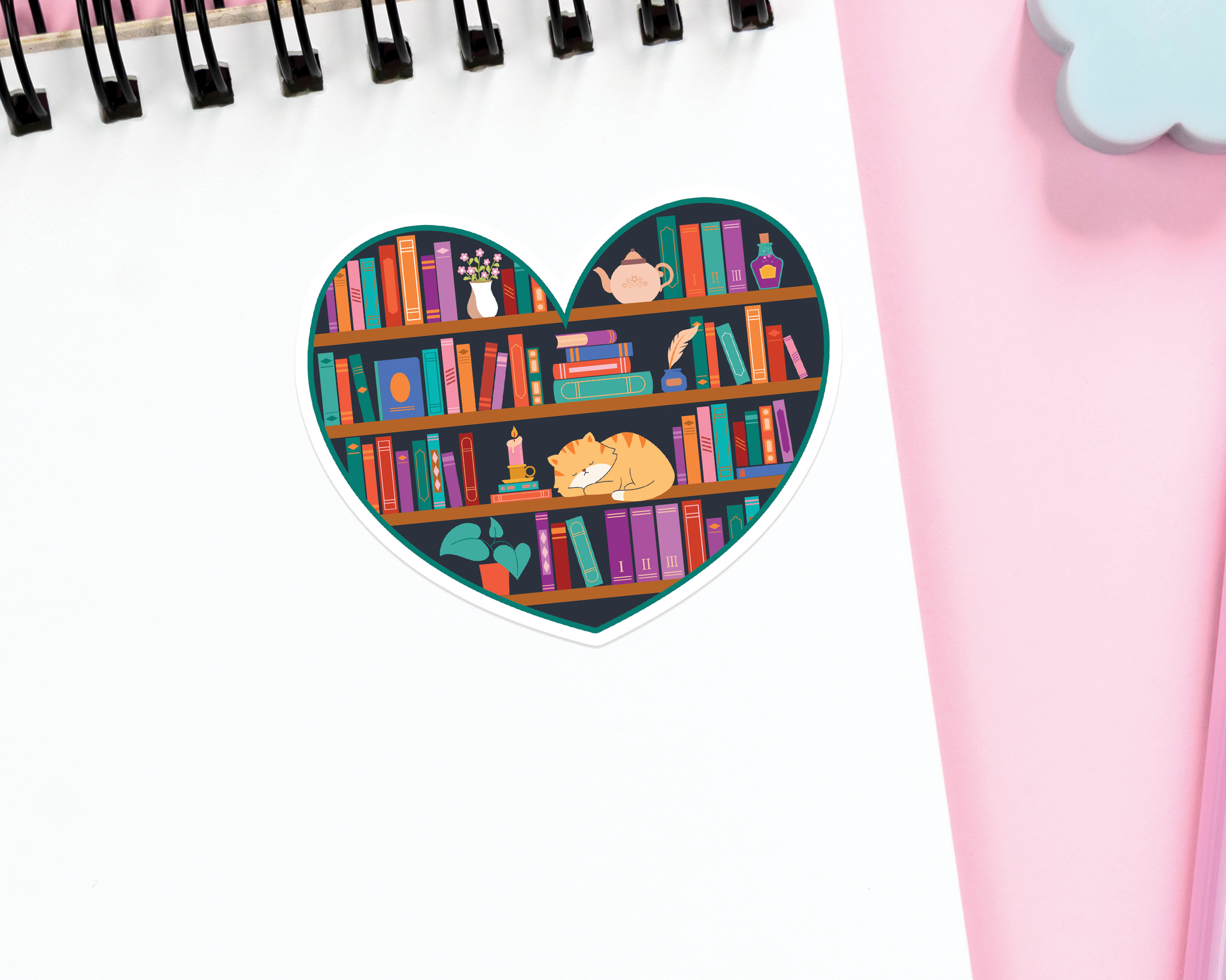 Heart Bookshelf Sticker