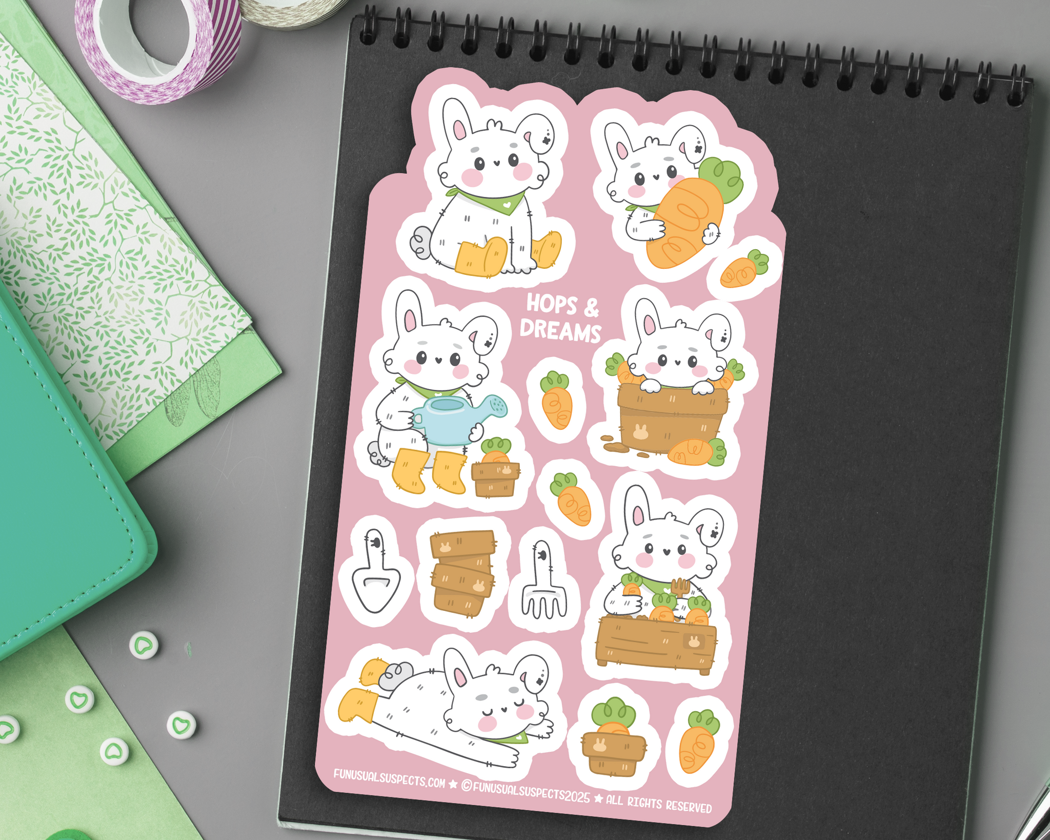 Bunny and Carrots Sticker Sheet