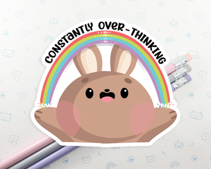 Bunny Over Thinking Rainbow Sticker