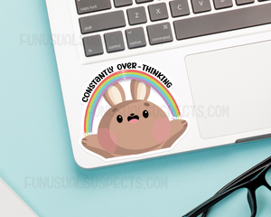 Bunny Over Thinking Rainbow Sticker