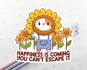 Cat Happiness is Coming Sticker