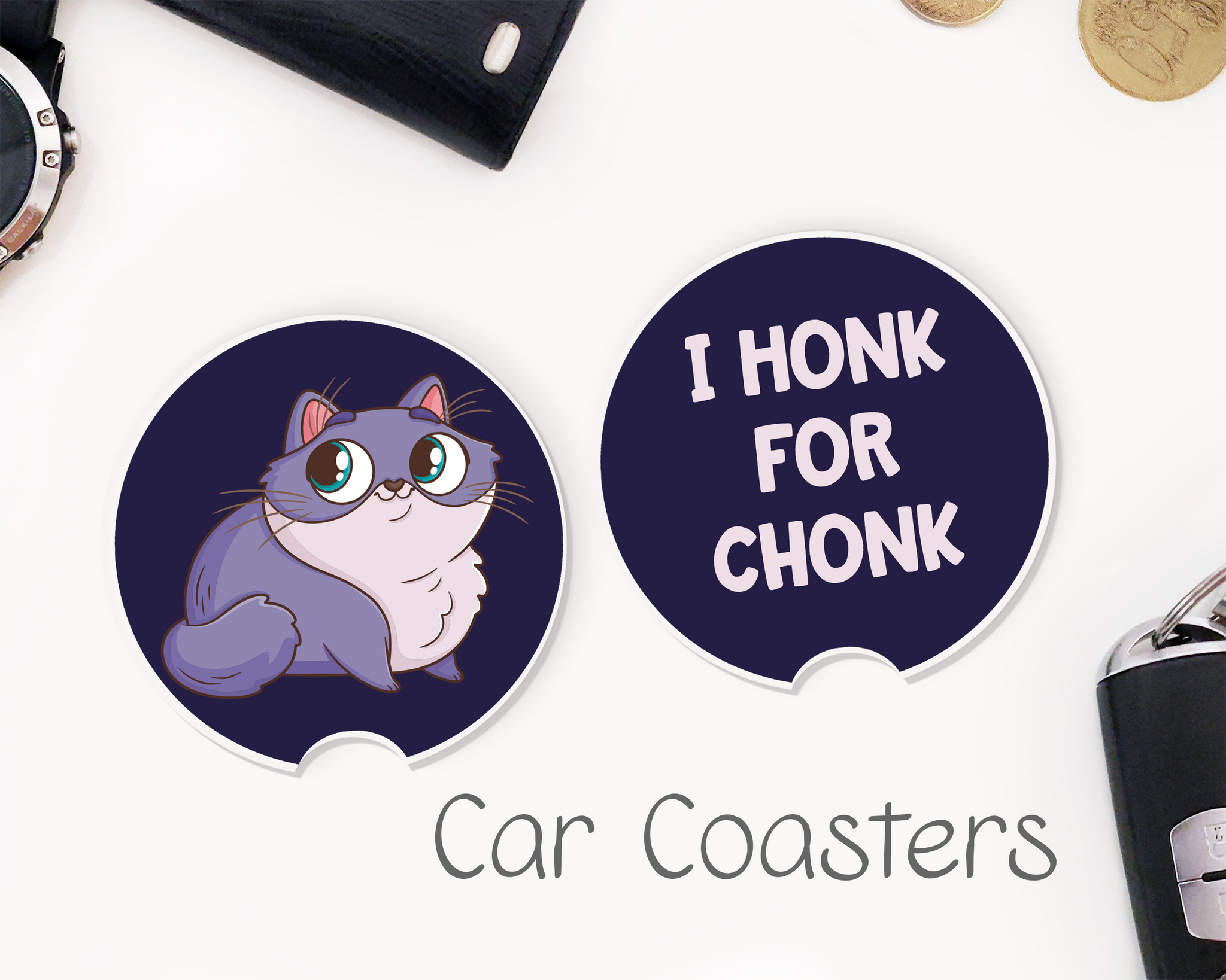 Chonky Cat Car Coasters