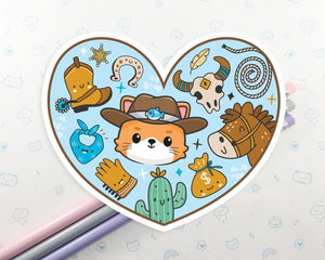 Cat Cowboy Heart Sticker