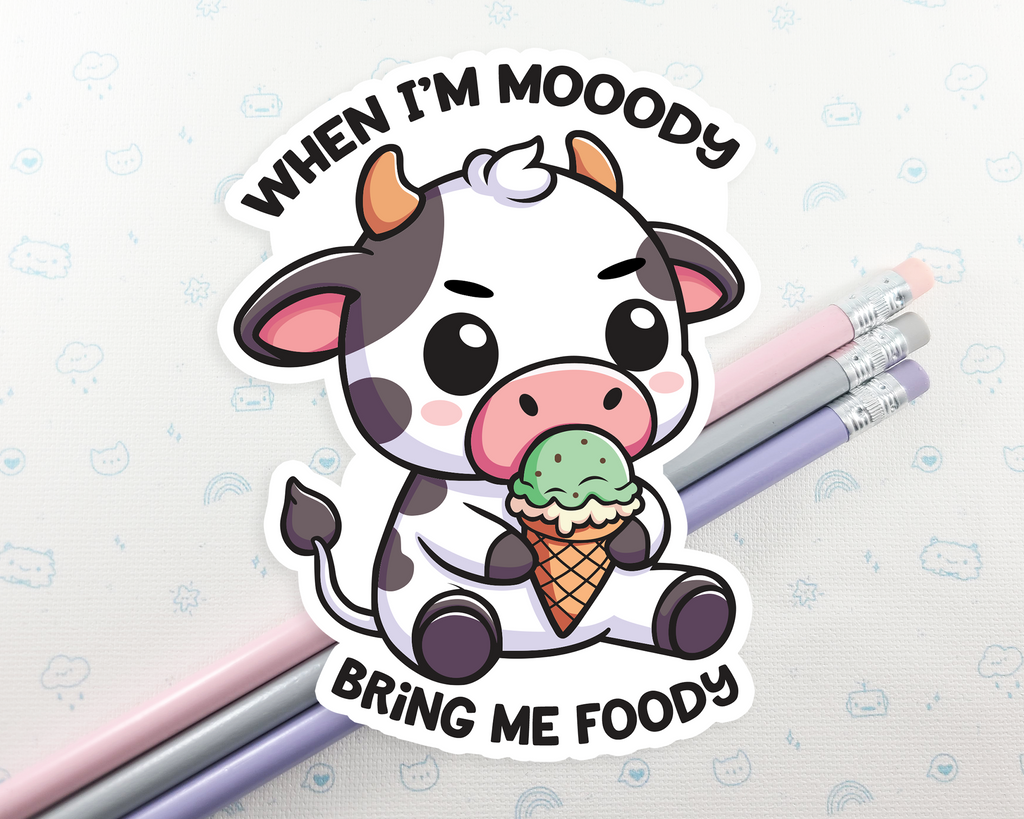 Cow Moody Foody Sticker