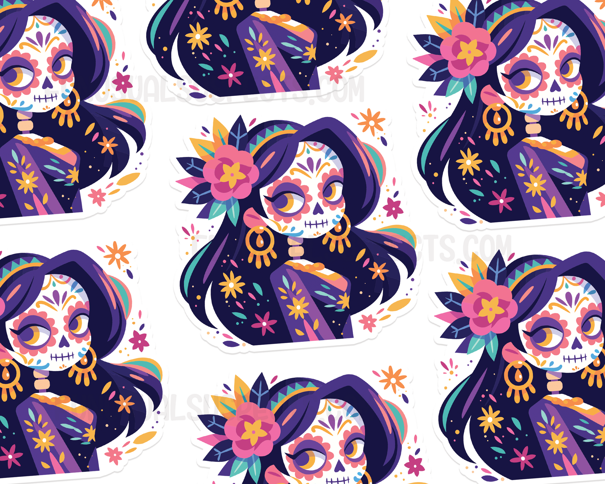 Day of The Dead Lady Sticker