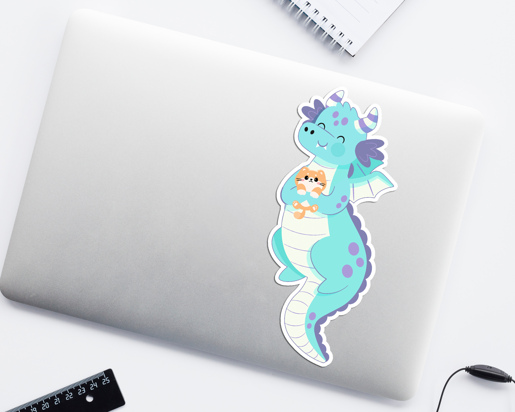 Dragon and Cat Friend Long Sticker