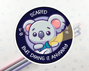 Koala Scared But Doing It Sticker