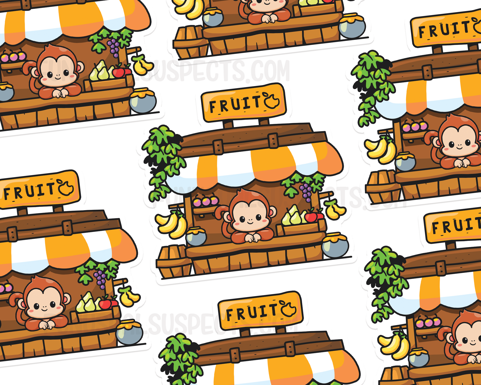 Monkey Fruit Stand Sticker