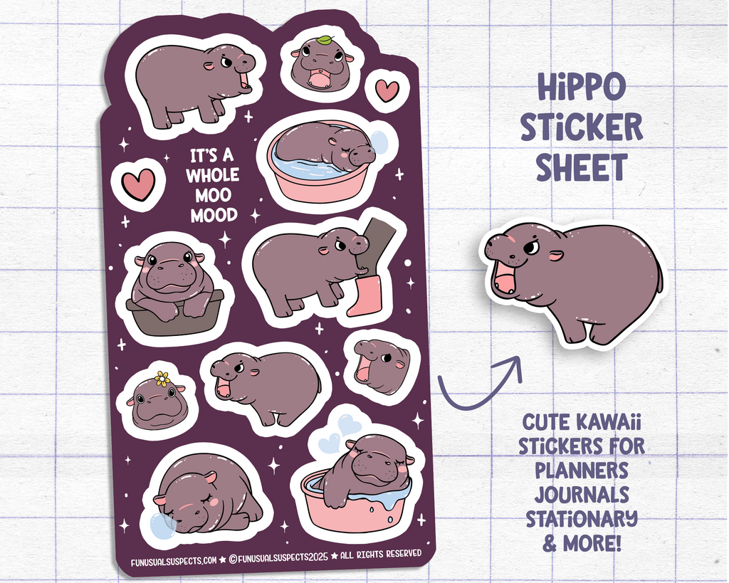 Hippo Sticker Sheet