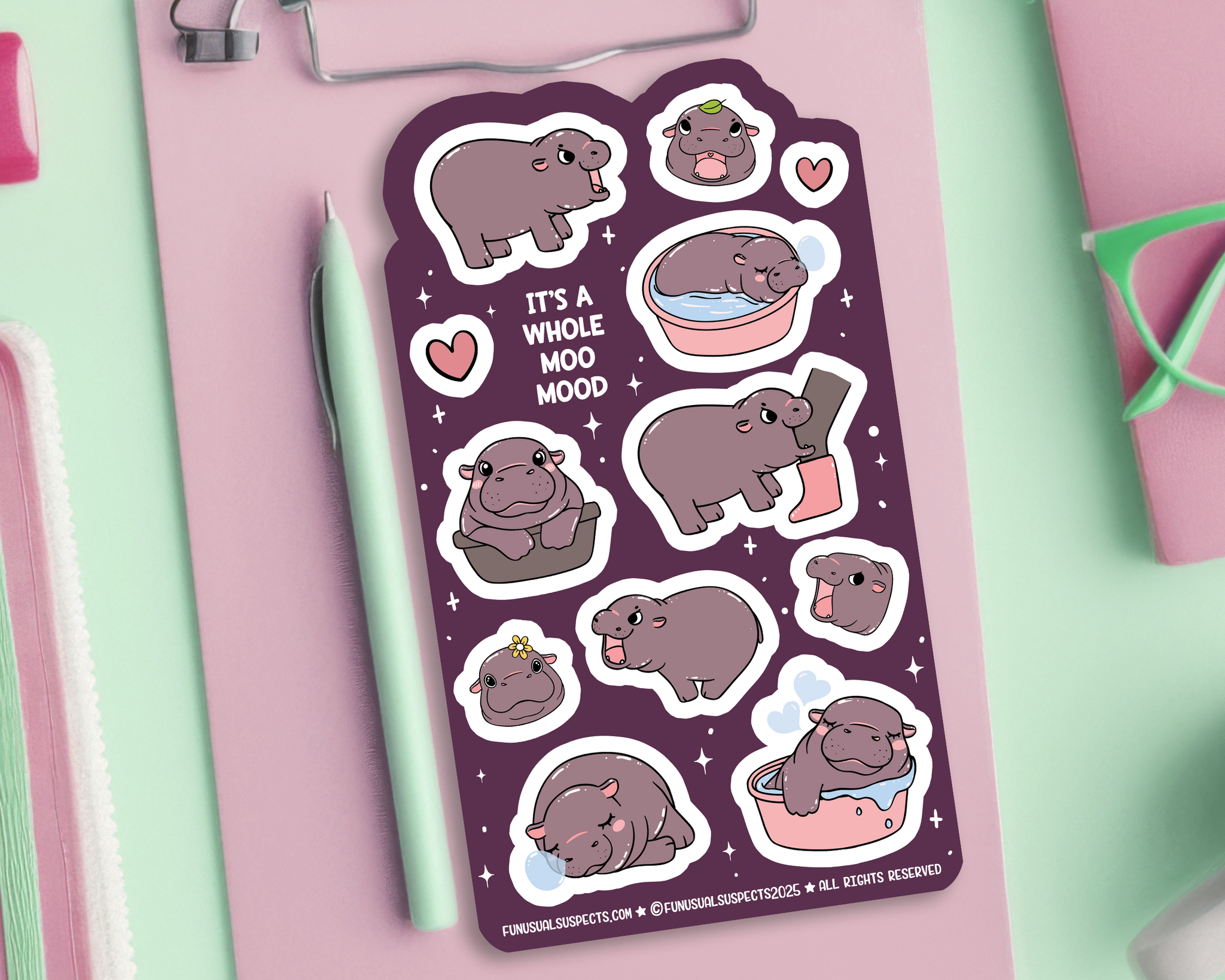 Hippo Sticker Sheet