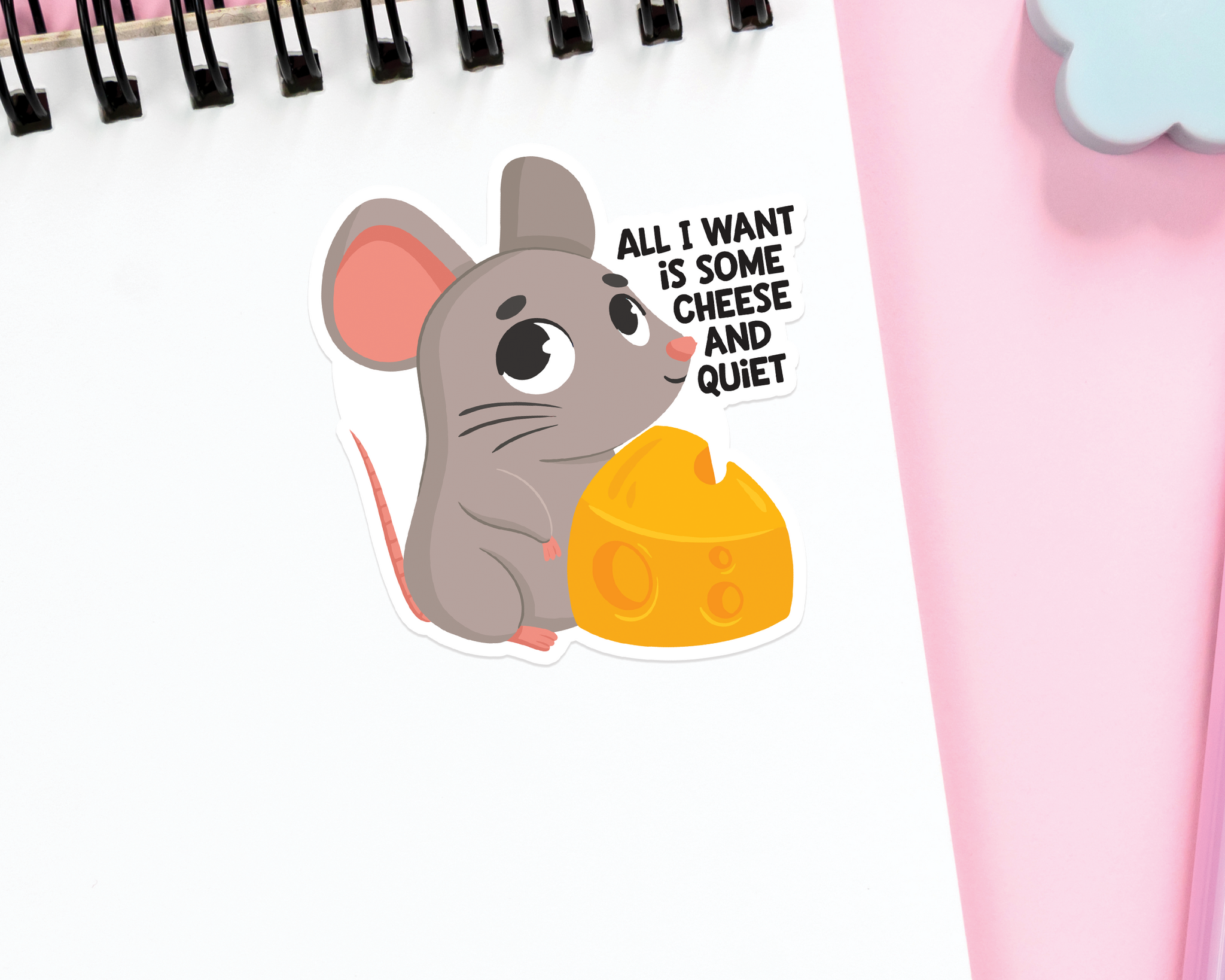 Mouse Cheese and Quiet Sticker