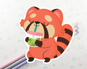 Red Panda Boba Sticker