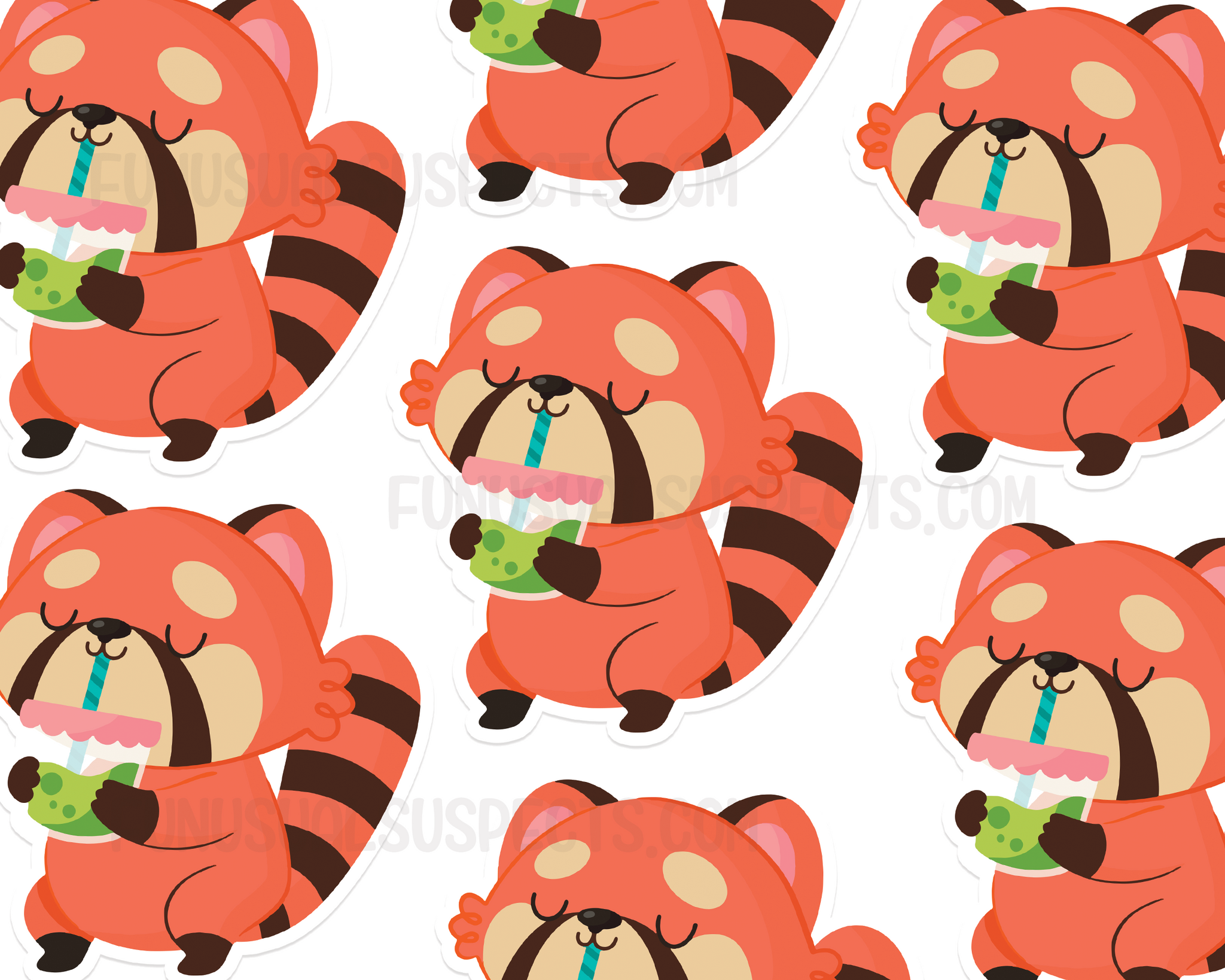 Red Panda Boba Sticker