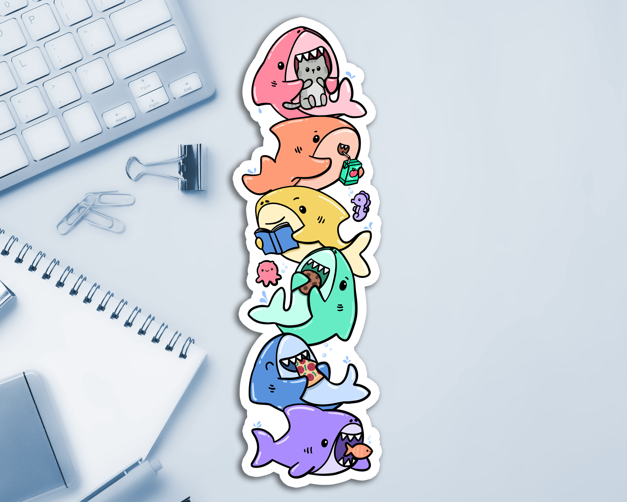 Sharks Pastel Long Sticker