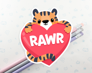 Tiger Rawr Heart Sticker