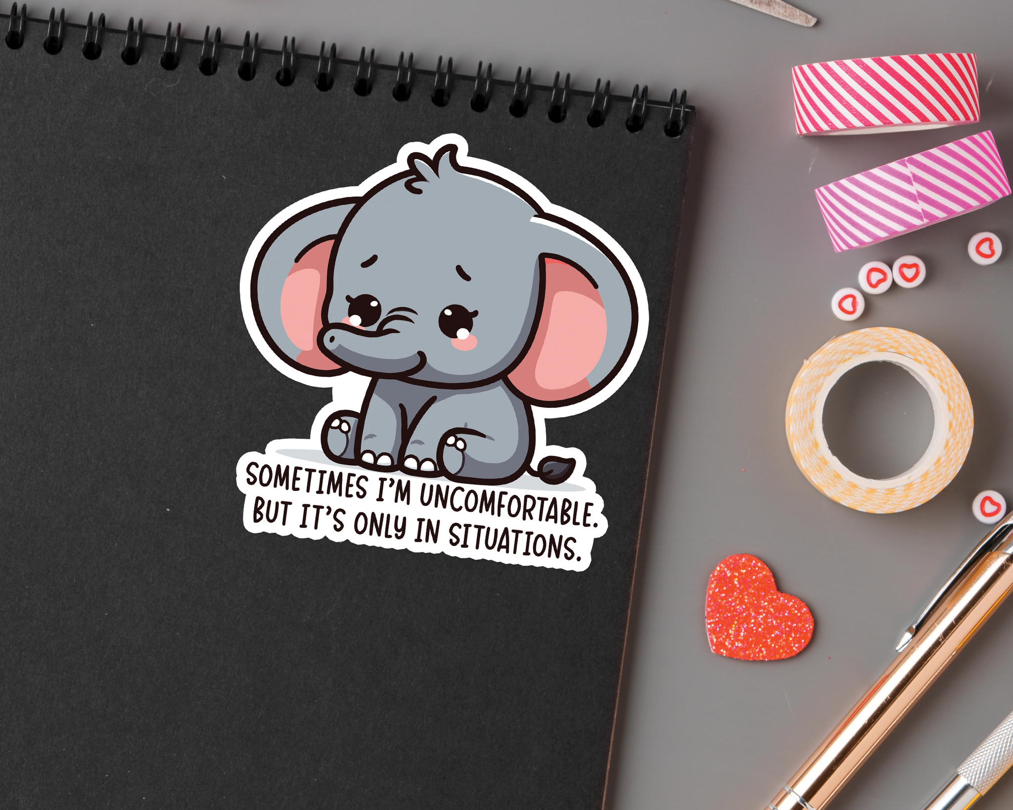 Uncomforable Elephant Sticker