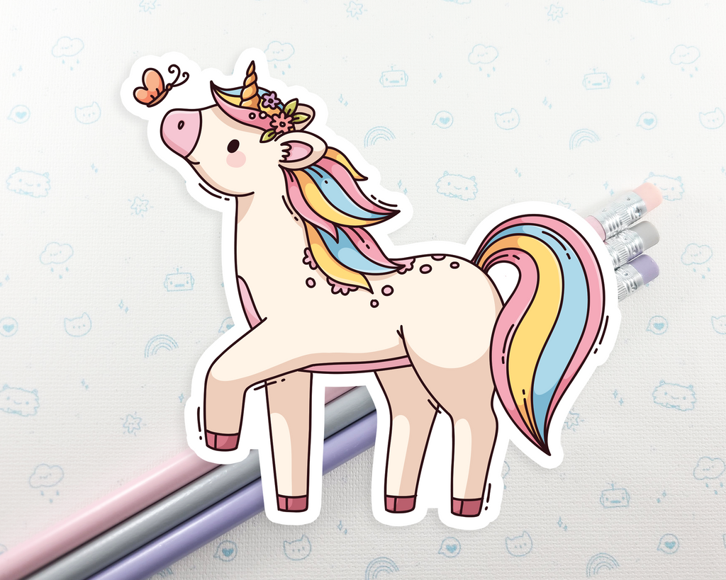 Unicorn with Butterfly Sticker