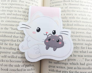 Cat White Magnetic Bookmark