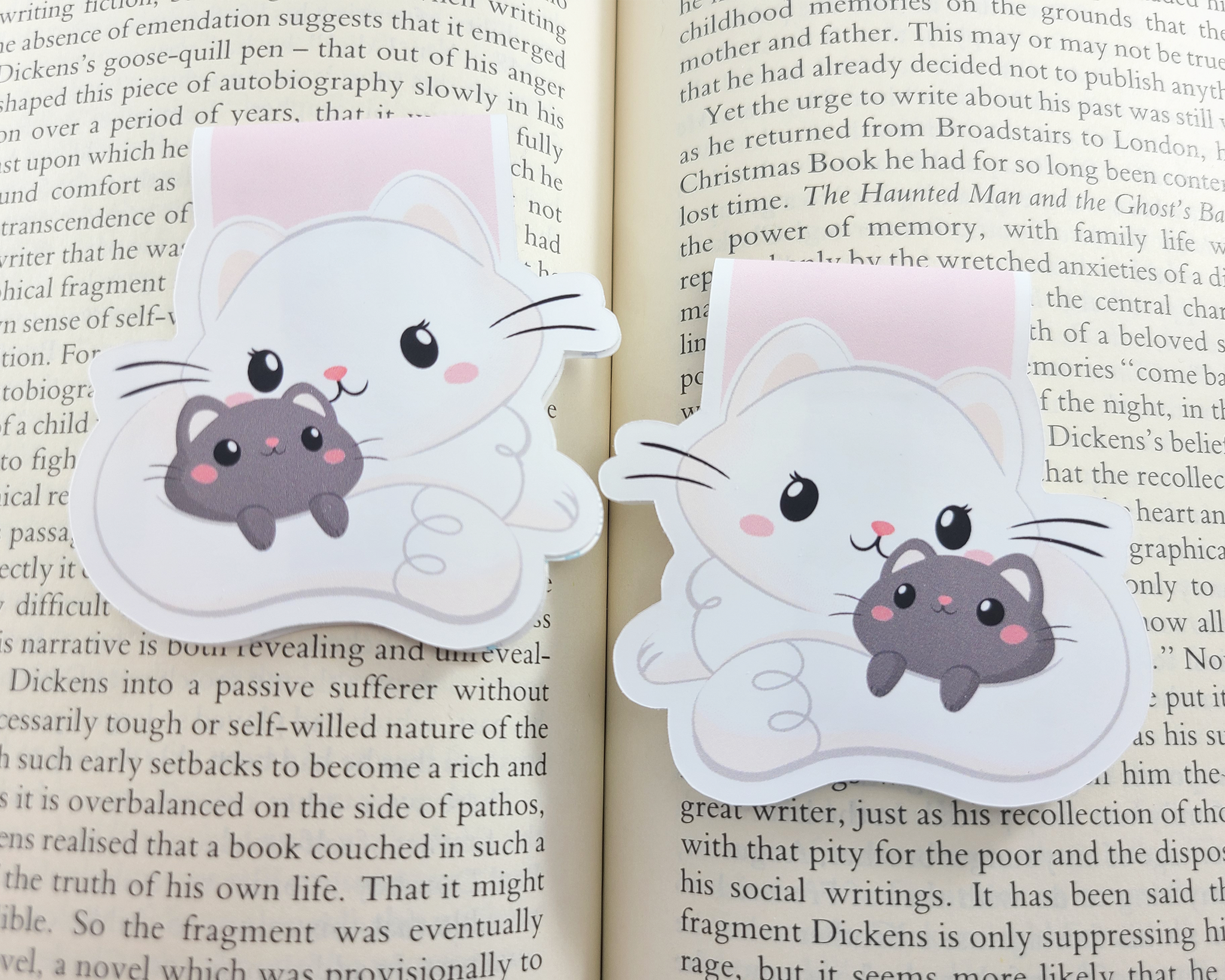 Cat White Magnetic Bookmark