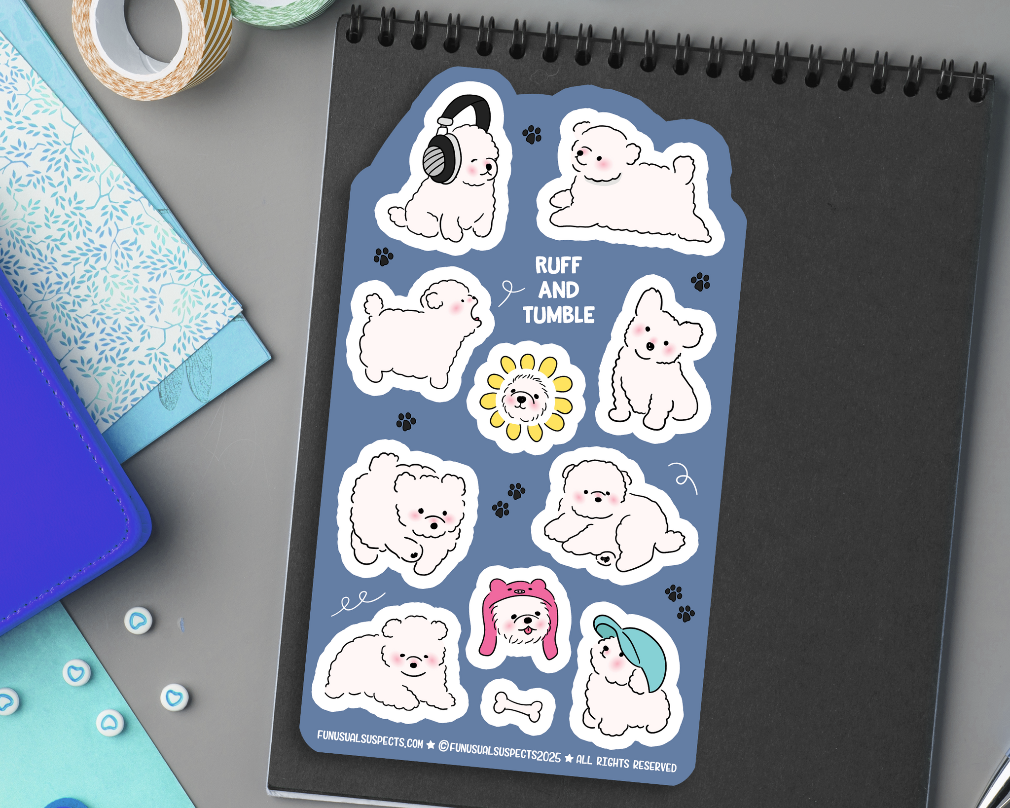 Fluffy White Dog Sticker Sheet