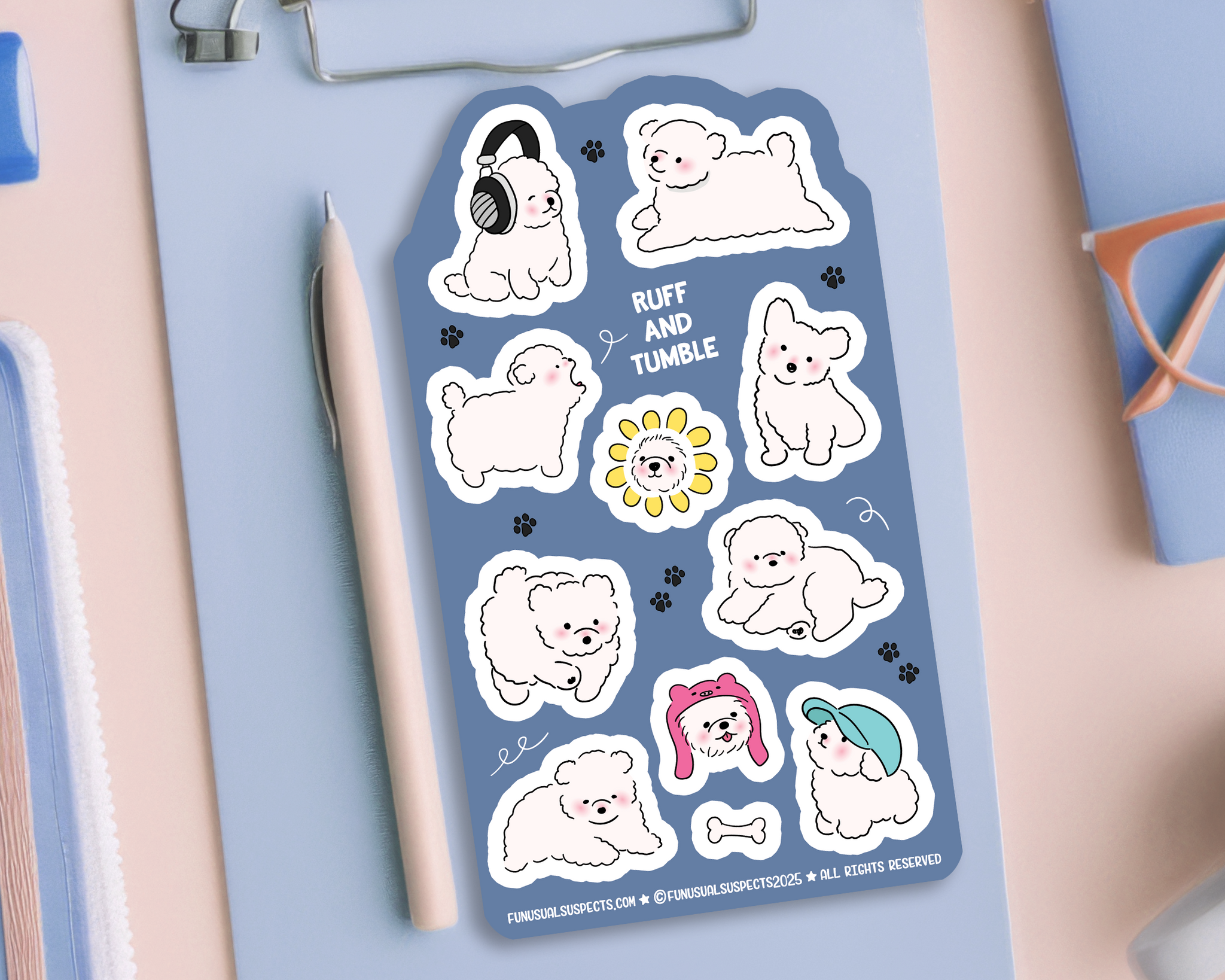 Fluffy White Dog Sticker Sheet