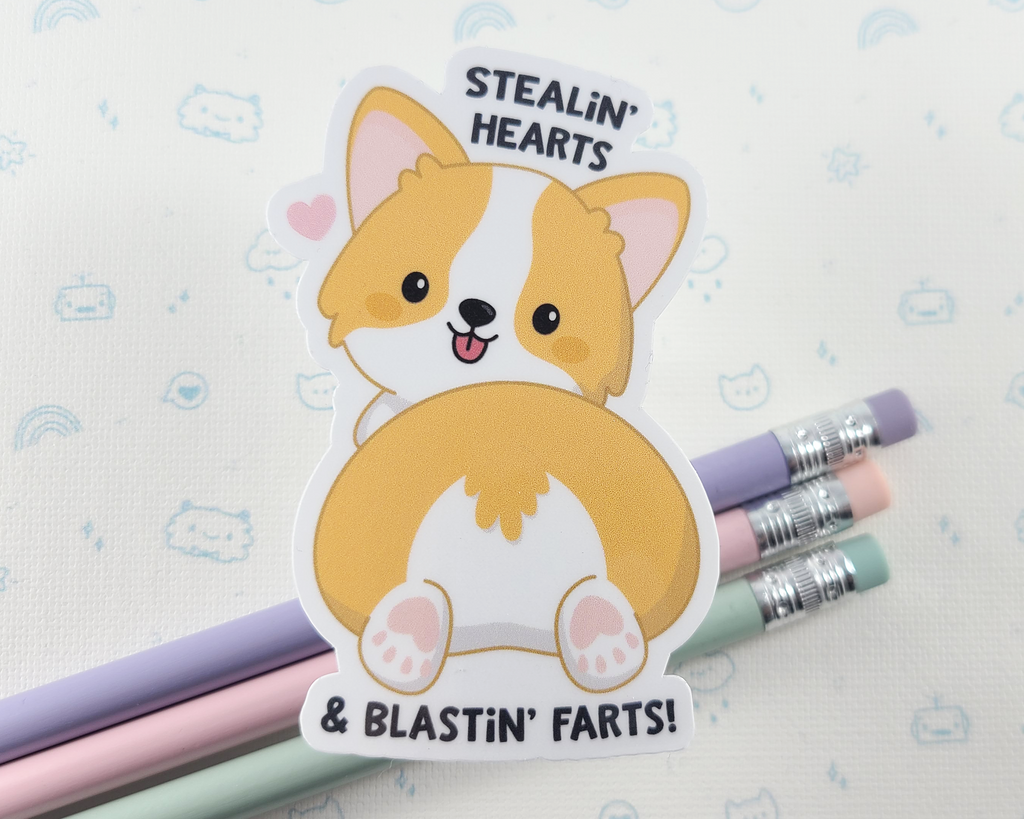 Corgi Hearts Farts Sticker