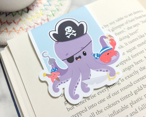 Octopus Pirate Magnetic Bookmark